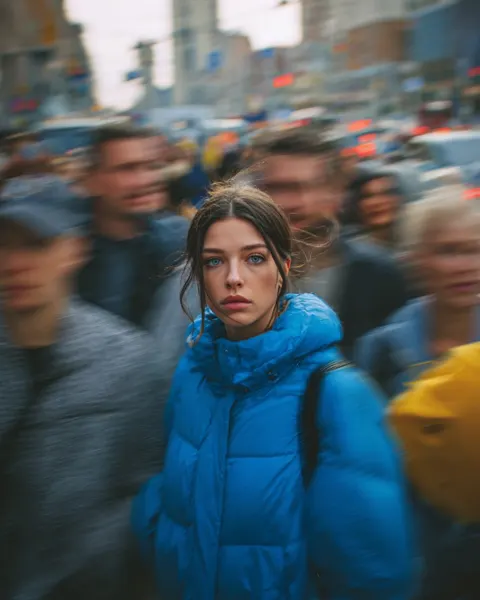 Quiet girl crowded sea