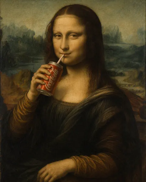 Mona lisa drinking cola