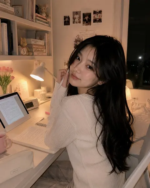 Cozy korean study room portrait lifestyle