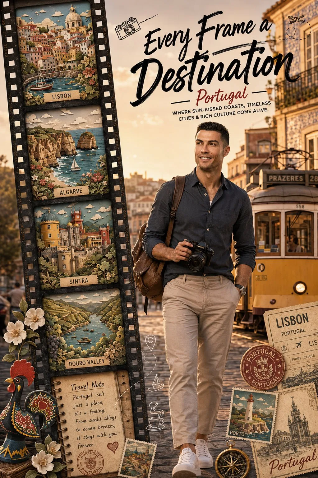 Premium 3d traveler papercut diorama poster prompt — After