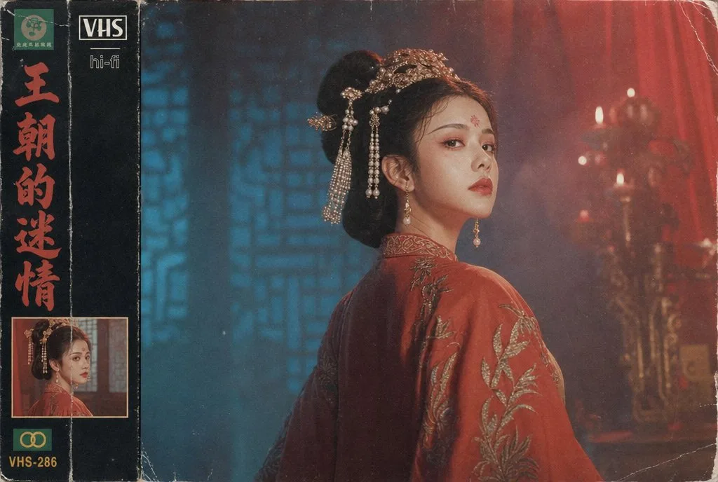 Ancient court lady in vintage vhs style — Sonra