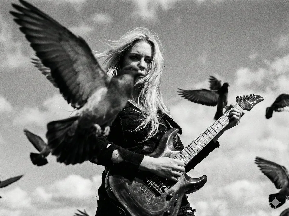 Blonde guitarist pigeons — Sonra
