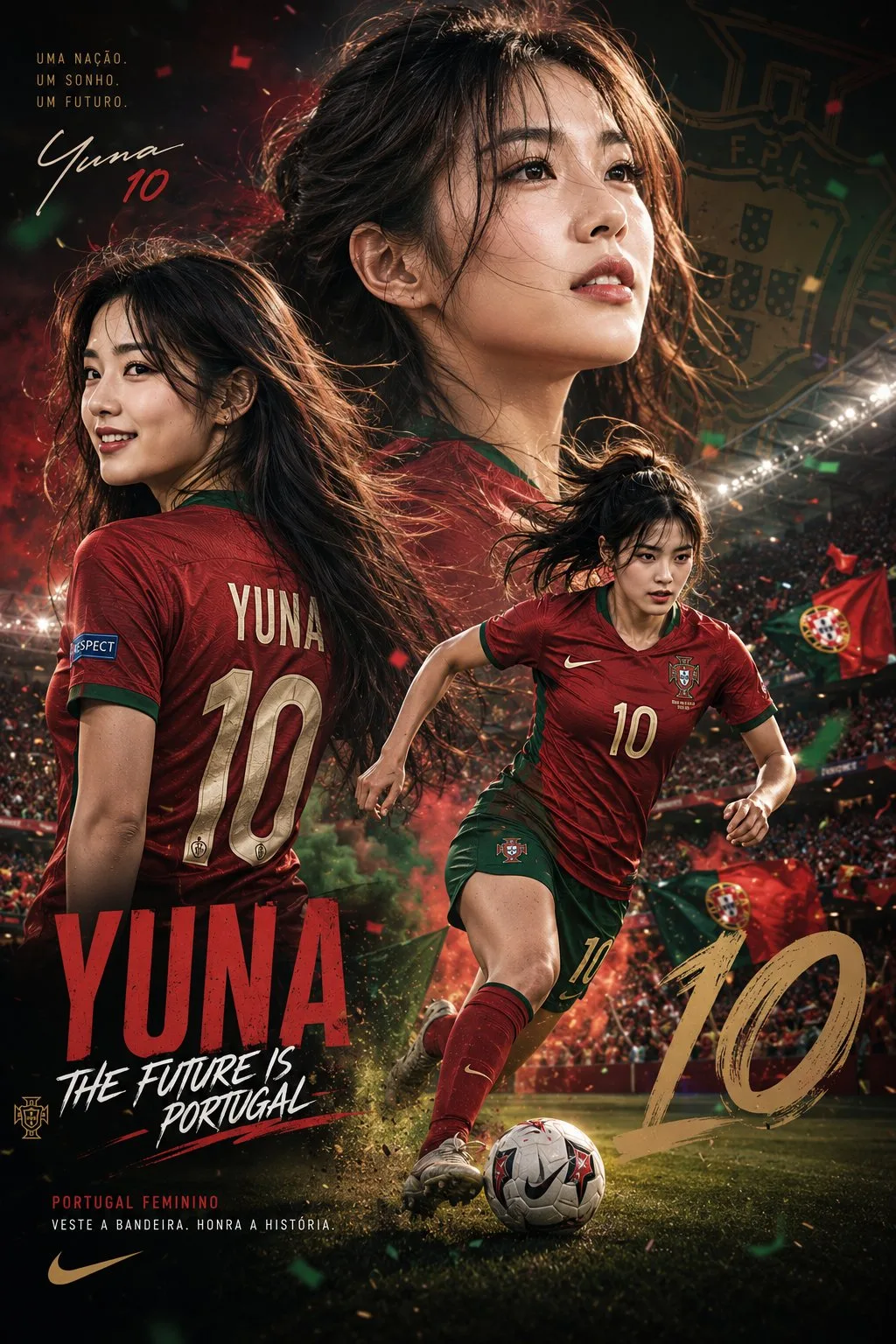 Epic portugal female footballer editorial poster — Sonra