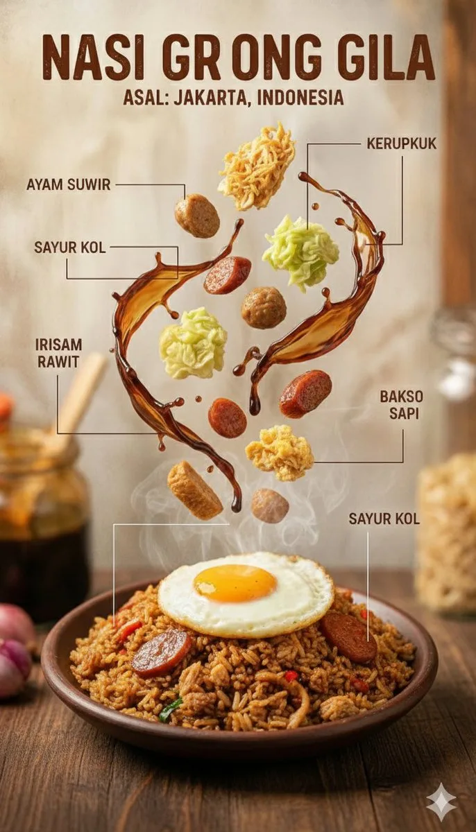 Indonesian hot dish floating infographic — Sonra