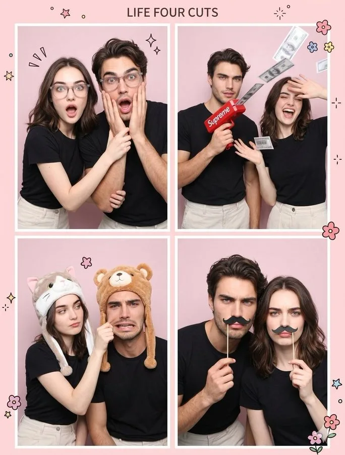 Korean photobooth couple poses — After