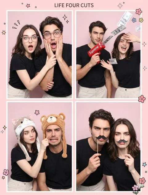 Korean photobooth couple poses