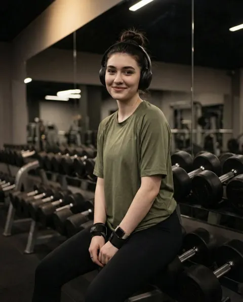 Warm gym confident sporty girl