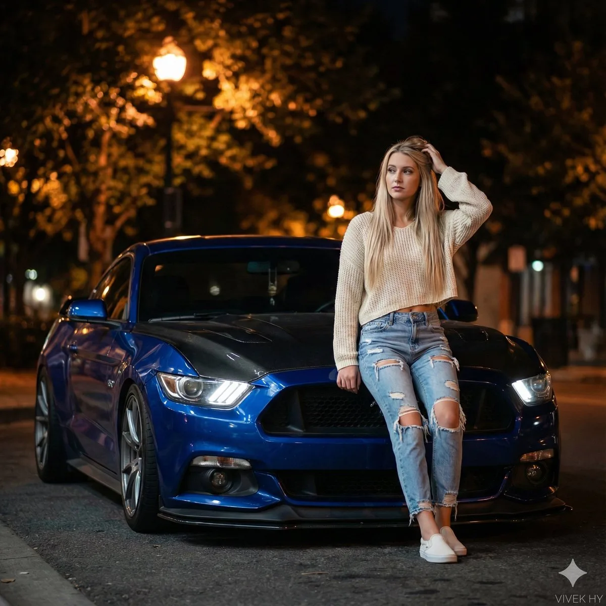 Night blue mustang blonde fashion — Sonra