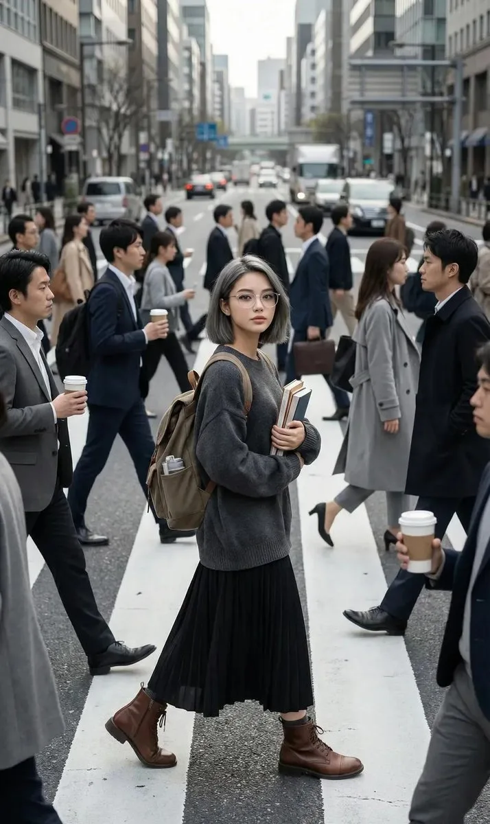 Still girl busy street — Sonra