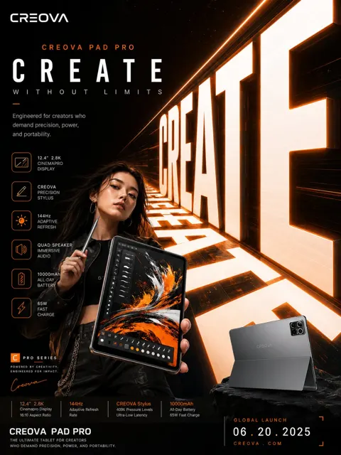 Digital product giant text perspective campaign poster