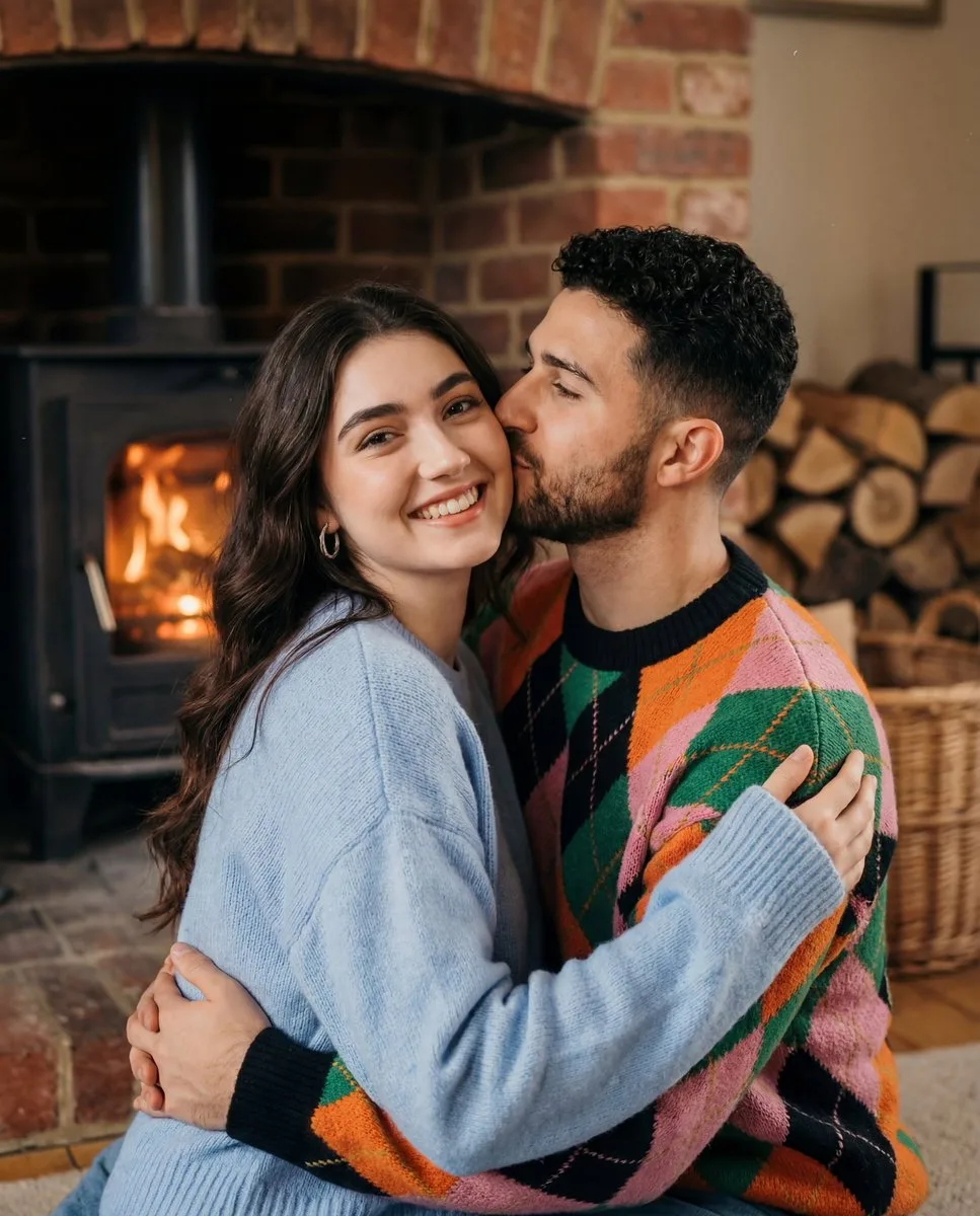 Sweet couple by fireplace — Sonra