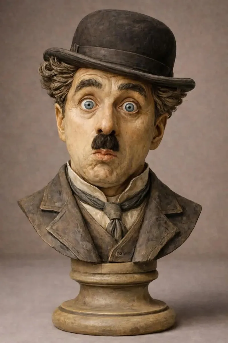 Mottled painted wood bust — Sonra