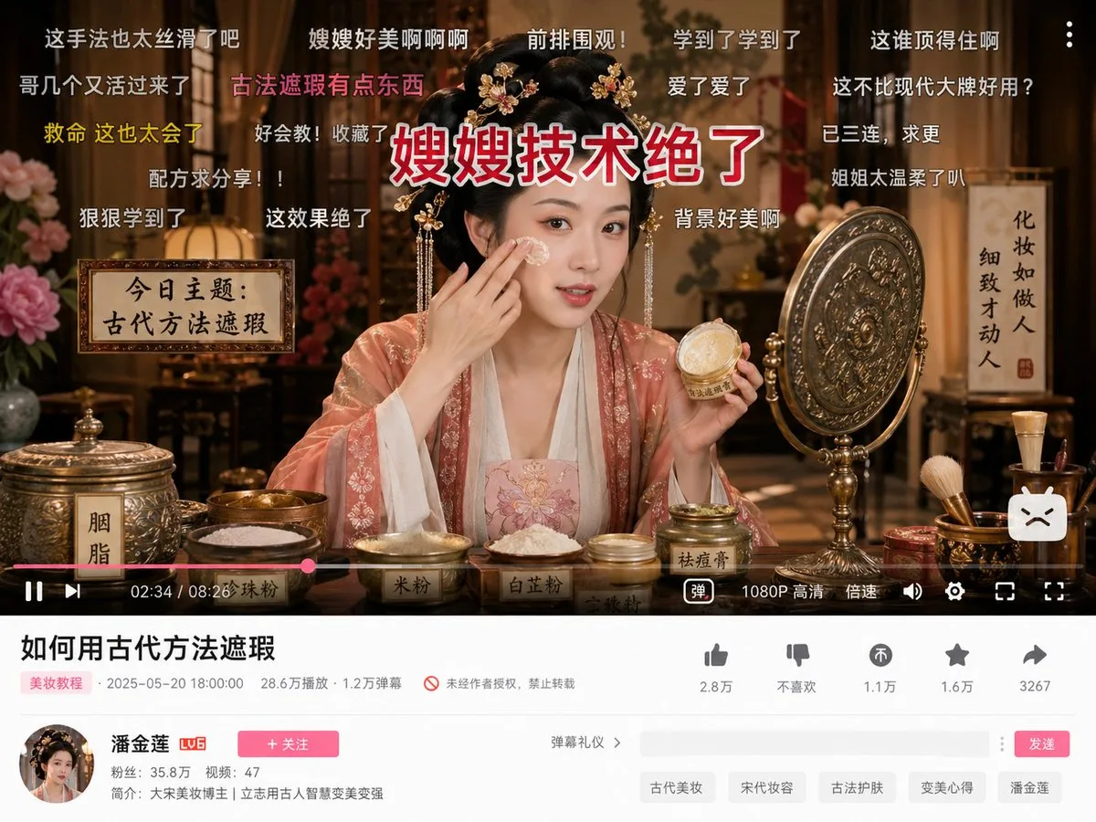 Beautiful pan jinlian bullet screen makeup — After