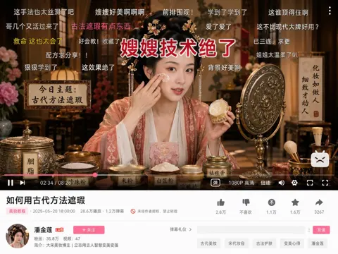 Beautiful pan jinlian bullet screen makeup