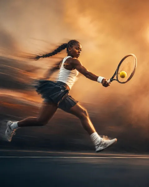 Cinematic dynamic tennis player long exposure photography
