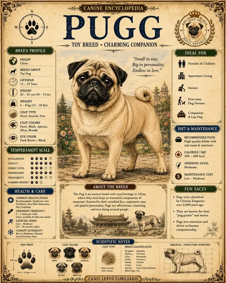 A4 vertical vintage encyclopedia poster for dog breed — Sonra