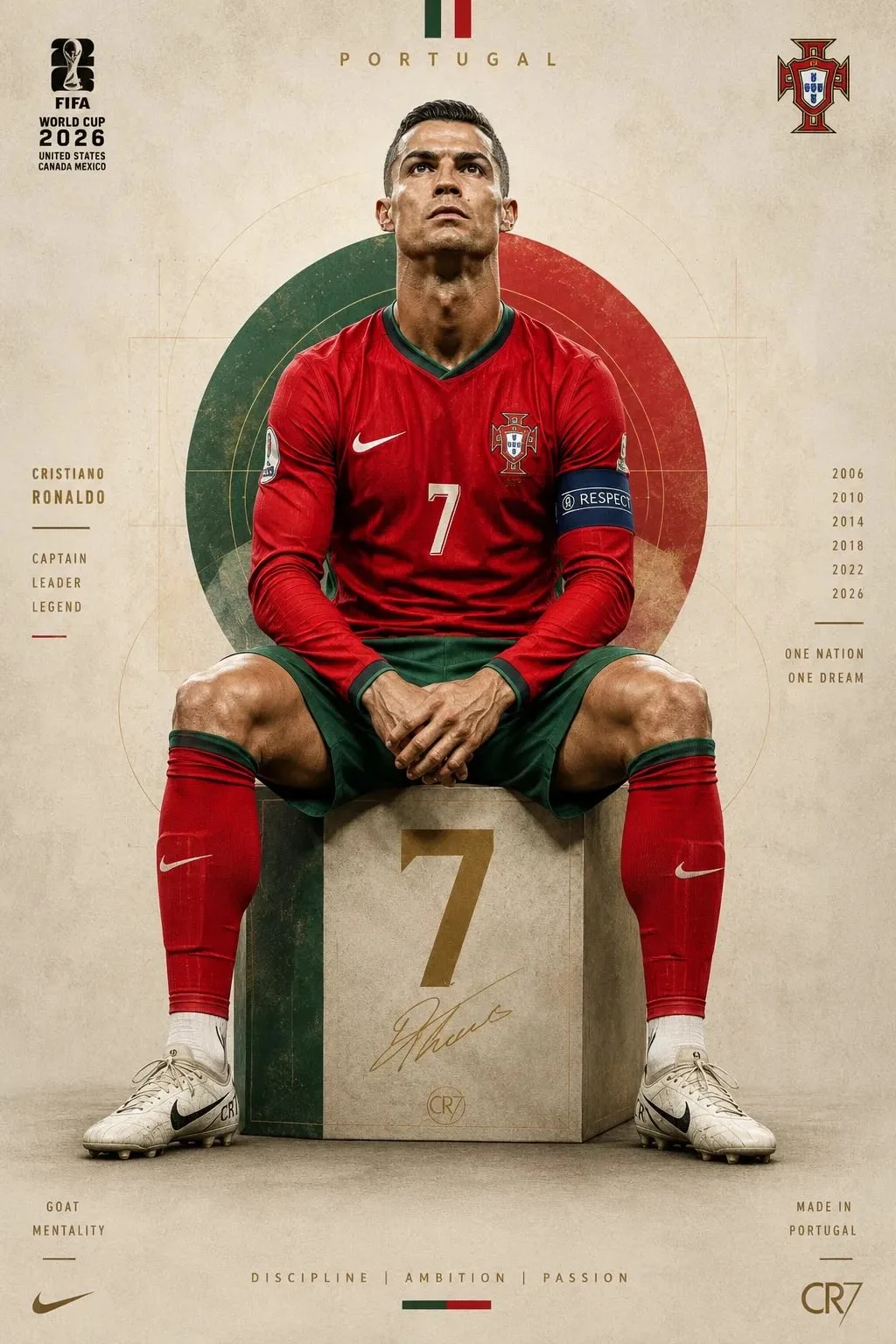 Legendary portugal footballer 7 portrait poster — Sonra
