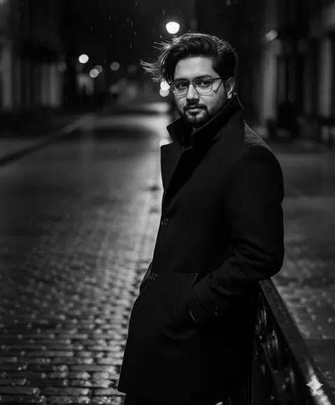 Noir street coat model