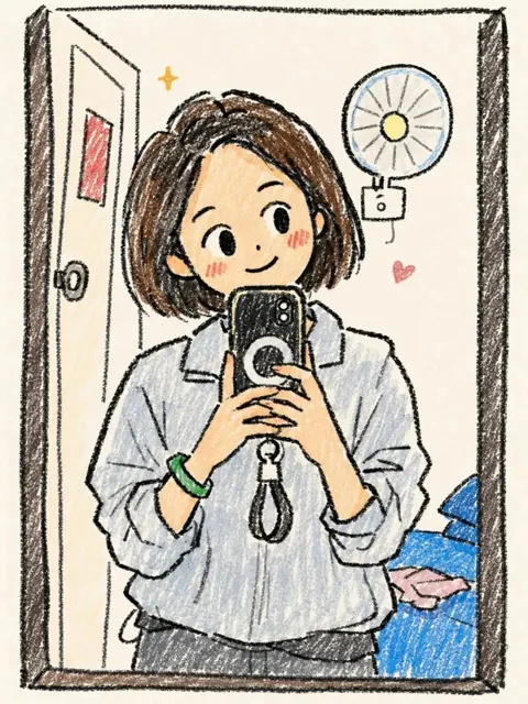Cute hand drawn chibi girl sketchbook art