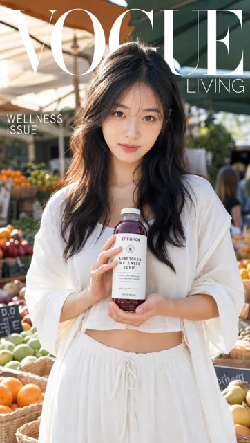 Ultra realistic korean wellness magazine cover