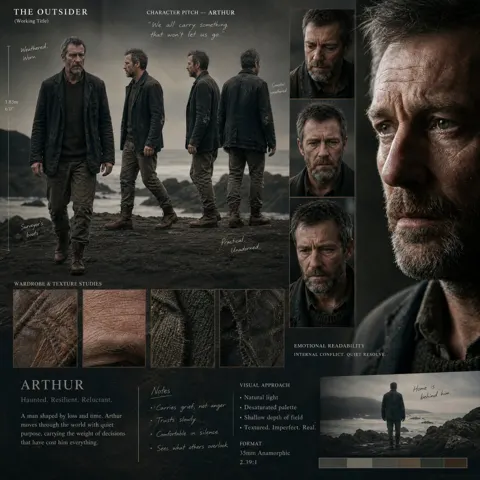 Cinematic character pitch board