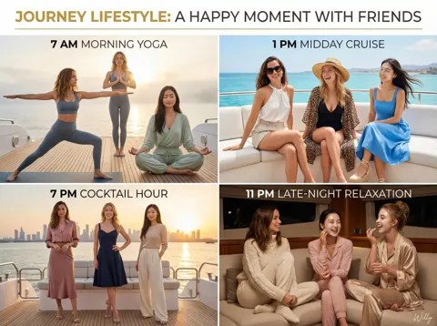 Luxury yacht morning yoga