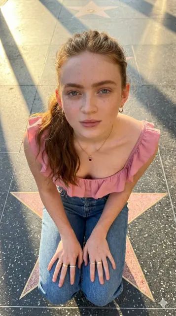 La walk of fame golden hour overhead