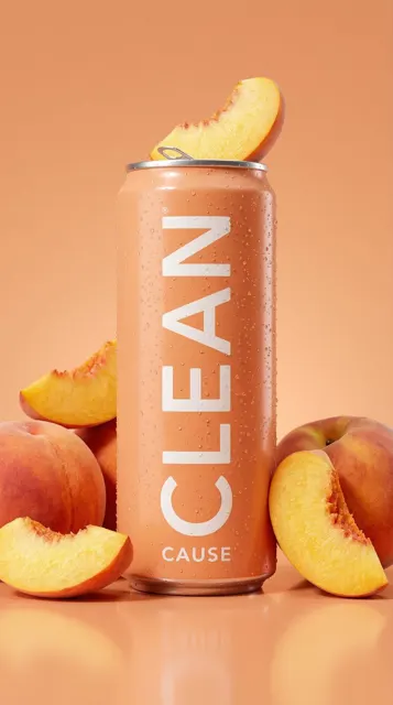 Pink peach soda commercial product photography