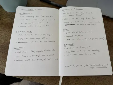 Black pen handwritten notes