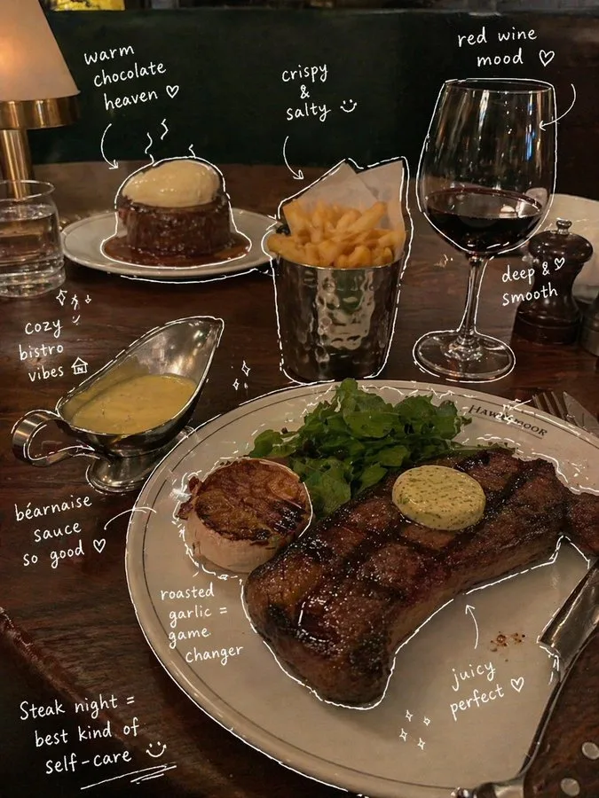 British steakhouse doodle notes — After