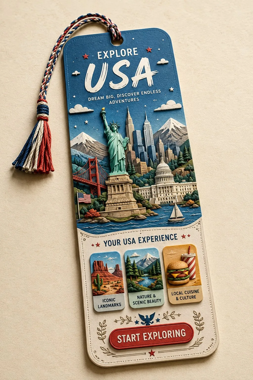 Premium paris travel bookmark papercraft clay — Sonra