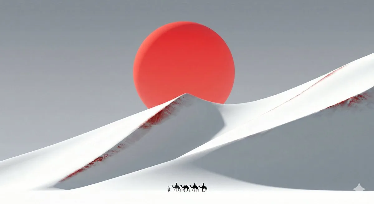 Minimalist red sun desert — Sonra