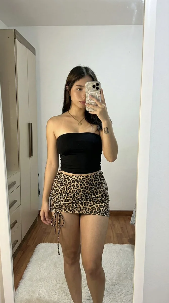 Ultra realistic leopard outfit selfie — After