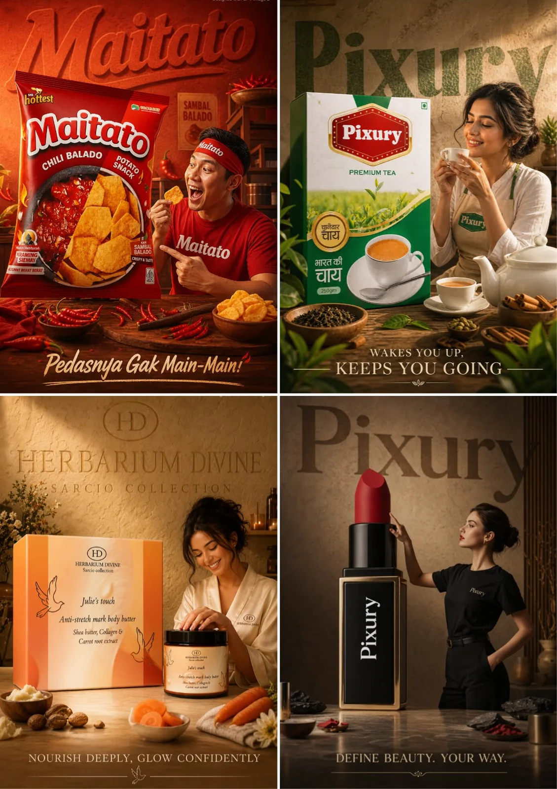 Giant product packaging lifestyle commercial poster prompt — After