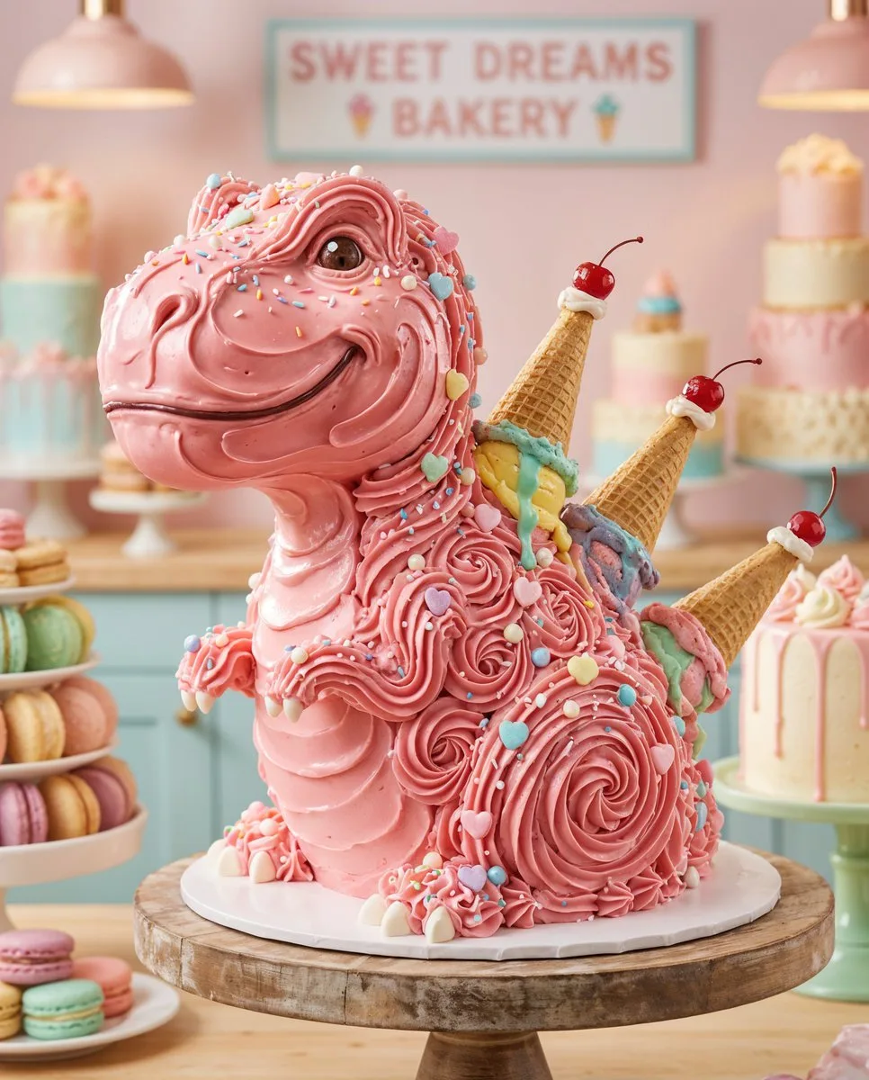 Realistic pink frosting trex — Sonra