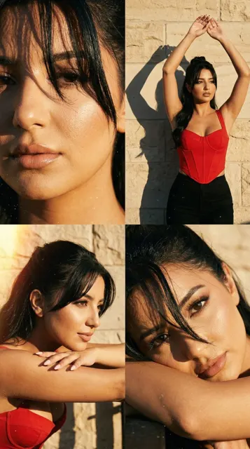 Golden hour red corset editorial