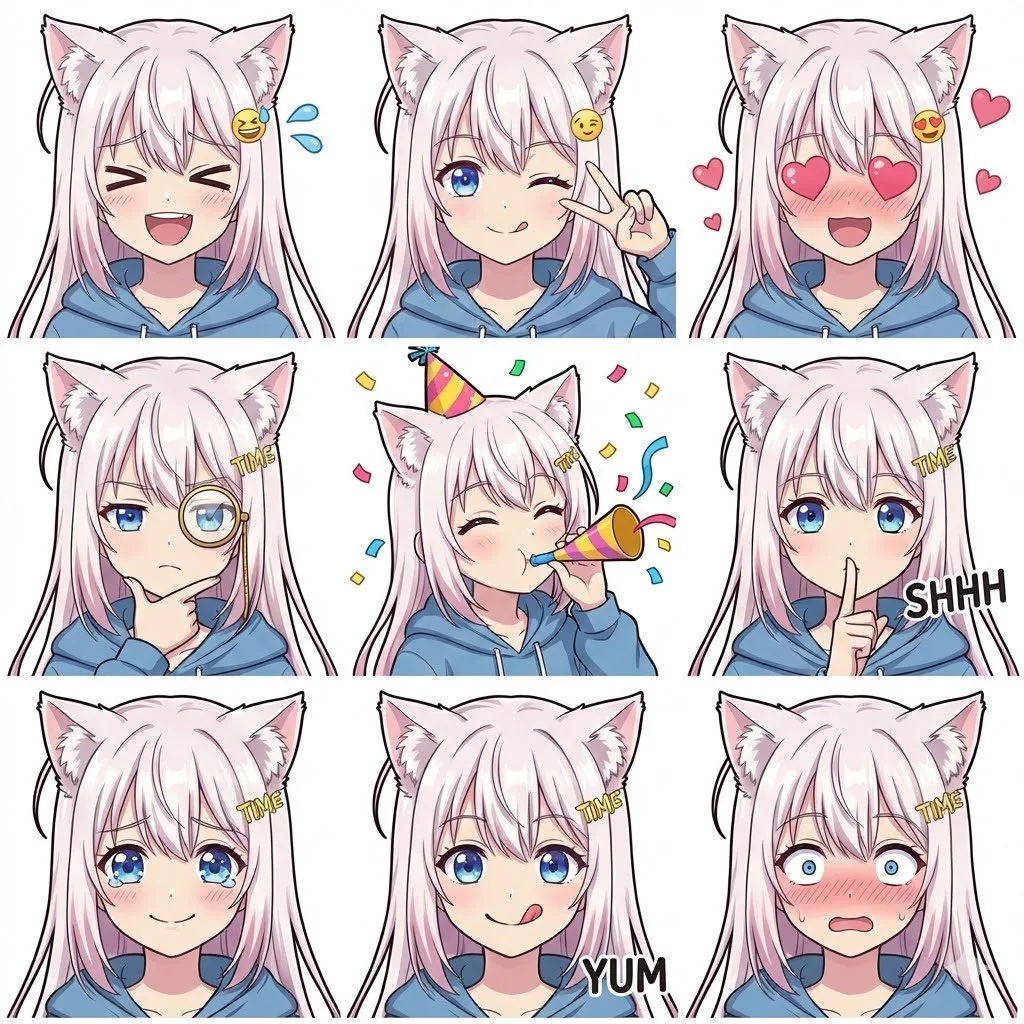 Cute line sticker grid — After