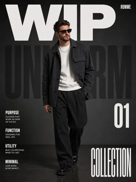 Premium workwear street luxury magazine cover