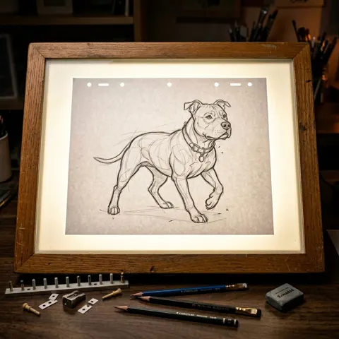 Dimly lit light table