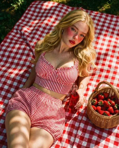 Sunny gingham romantic picnic