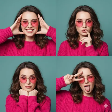 Bright pink sweater youthful collage