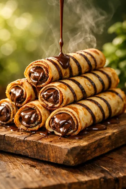 Mouthwatering chocolate crepe macro