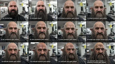 Fantasy dwarf makeup step by step grid