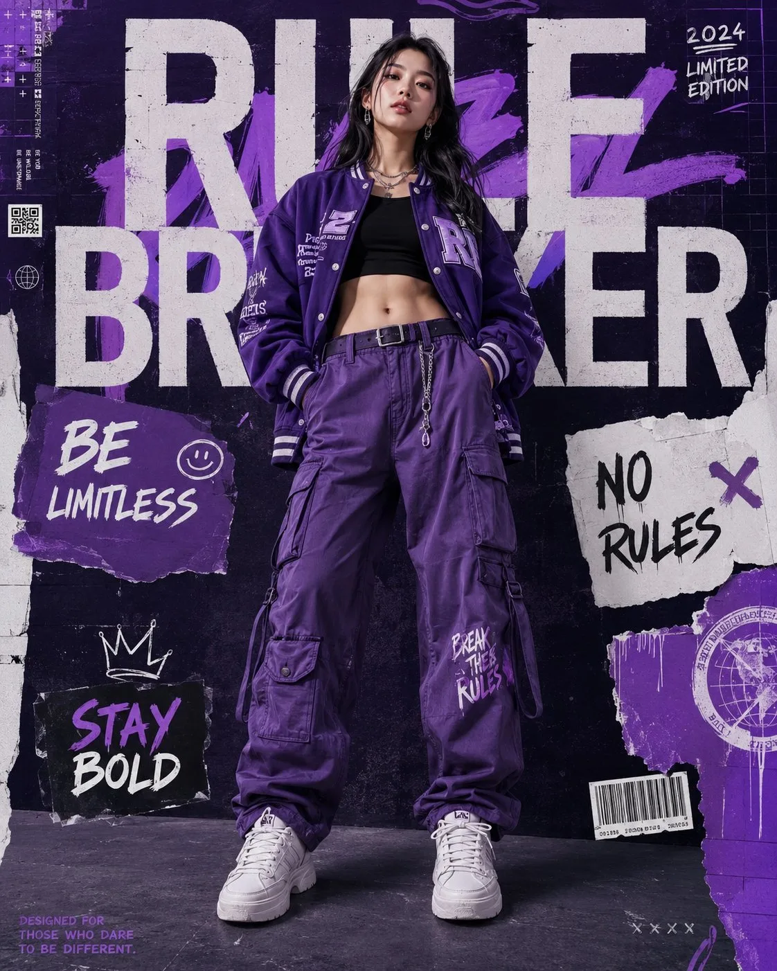 High fashion streetwear korean woman editorial poster — After