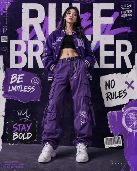 High fashion streetwear korean woman editorial poster