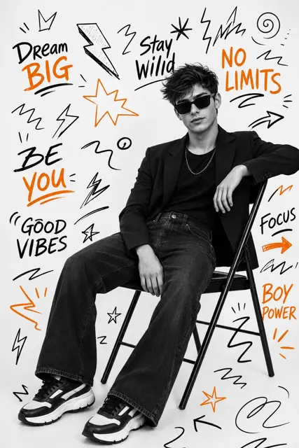Modern studio fashion portrait street art doodles