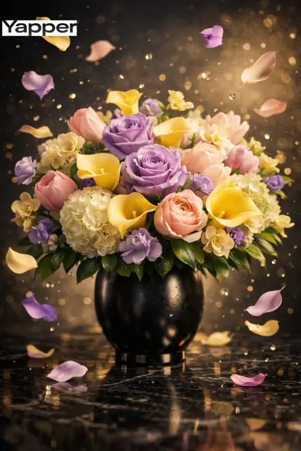 Luxury cinematic floating petals macro