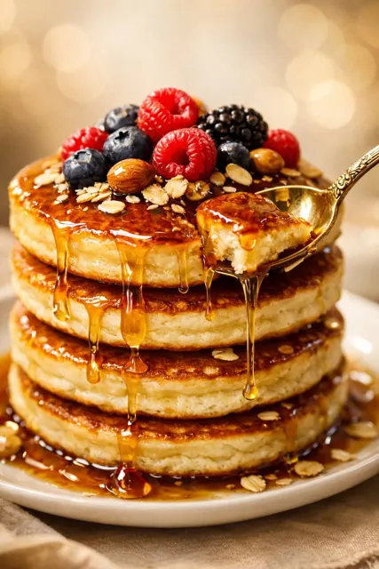 Luxurious maple syrup pancakes