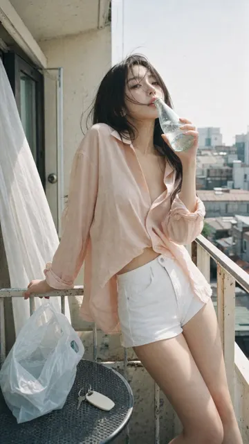Japanese film aesthetic summer balcony portrait korean idol