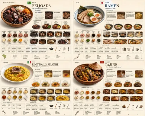 World cuisine technical cooking grid 2x2